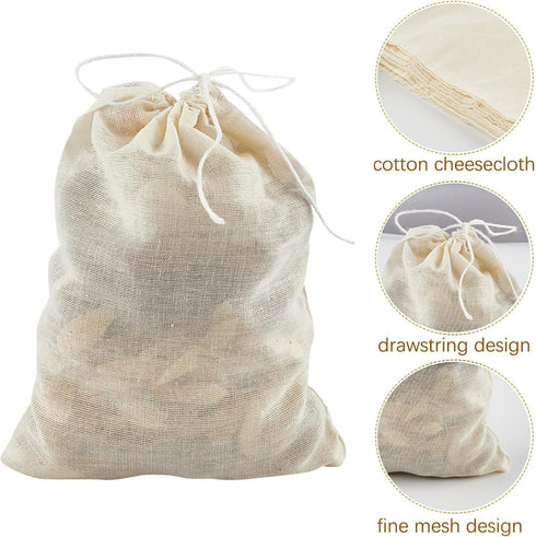 TUZAZO 24 Pack Reusable Tea Bags, Soup Bags, Cheesecloth Bags for Straining, Spice Bags for Cooking, Drawstring Muslin Bags, Sachet Bags, Coffee T...