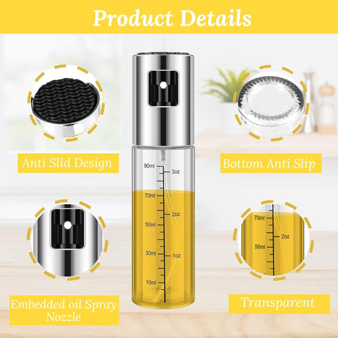 Oil Spray Bottle with Scale Air Fryer Mister Refillable Kitchen Accessories for Cooking, Baking BBQ, Frying Set of 2...