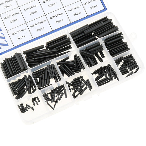 330PCS Slotted Spring Pin Combination Set Black GB879 Manganese Steel Split Expansion Pin for Industrial Manufacturing and Automotive Repair and E...