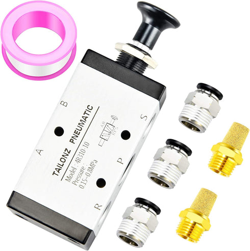 TAILONZ PNEUMATIC 3/8"NPT 5 Way 2 Position Air Hand Lever Operated Valve Pneumatic Solenoid Valve Manual Control Push-Pull 4R310-10...