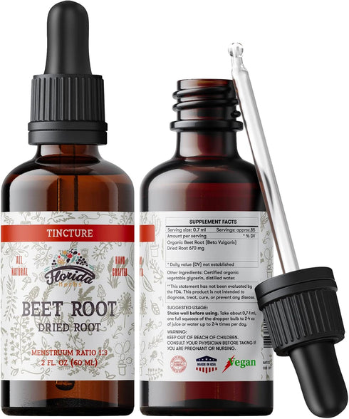 Beet Root Supplement - Liquid Beets Extra Fast Absorption - Beet Root Tincture Organic Extract, Gluten Free, 2 Fl Oz...