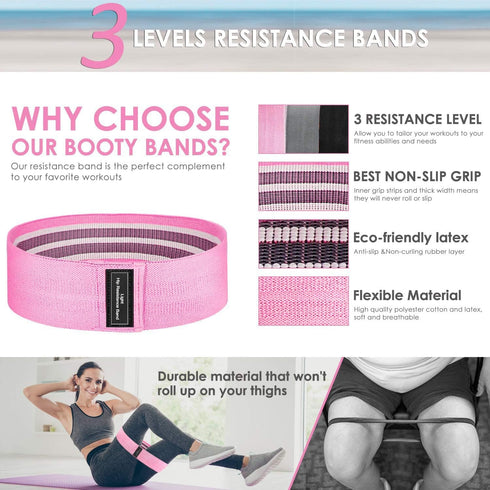 Resistance Bands for Legs and Butt, Fabric Exercise Bands Set, Thick Wide Stretch Fitness Bands, Non-Slip Workout Loop Bands, Booty Hip Bands for ...