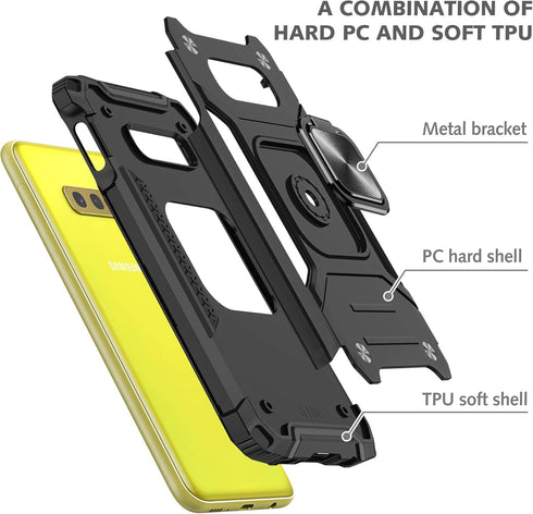 YmhxcY Galaxy S10E Case Galaxy S10E Case with HD Screen Protector, Armor Grade Cases with Rotating Holder Kickstand Non-Slip Hybrid Rugged Phone C...
