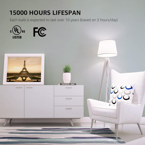 Lepro Dimmable LED Light Bulbs 60 Watt Equivalent, 9.5W 800LM Daylight White 5000K, A19 E26 Standard Medium Base, UL FCC Listed, 15000 Hour Lifeti...