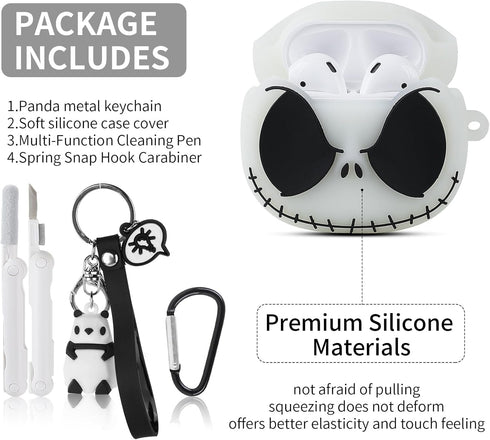 Compatible with Apple Airpods 2nd / 1st Generation Case Cover with Cleaner Kit and Cute Panda Keychain, 3D Luminous Airpod Case Funny Anime Cool S...