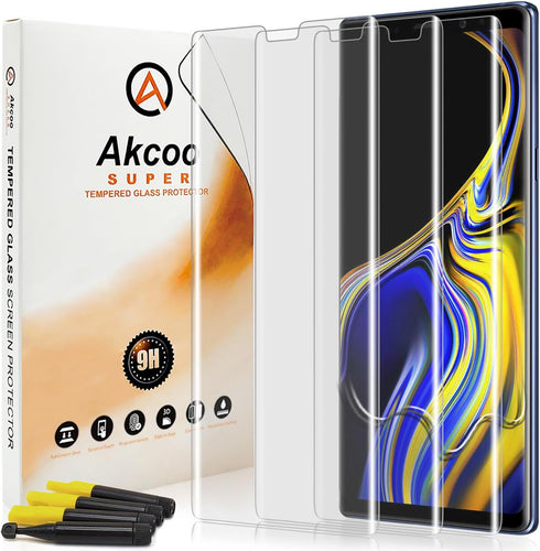 [3 Pack Galaxy Note 9 Screen Protector, UV Tempered Glass, Edge to Edge Full Screen Adhesive, Sensitive Touch, Scratch Repair, HD Display without ...