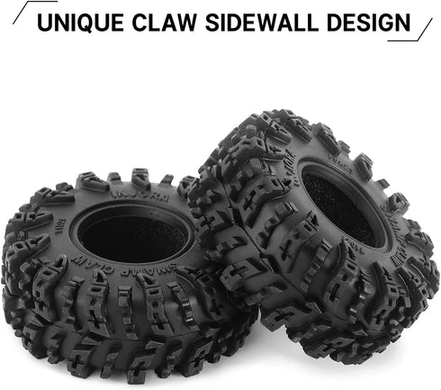 INJORA 1.0 Tires - S5 Swamp Claw Mud Terrain Tires for TRX4M AX24 SCX24 FCX24 1/18 1/24 RC Crawler Car, 56 * 23mm, T1021...