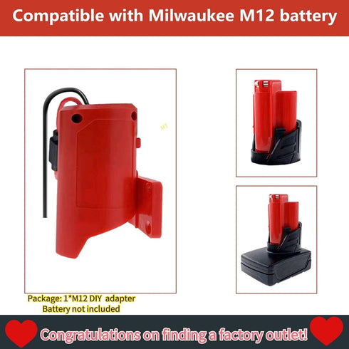 for Milwaukee 12V M12 Battery Adapter with Fuse & Switch,Power Wheels Adapter 14 Gauge Wire Power Convertor for DIY RC Trucks, RC Toys, Robotics, ...