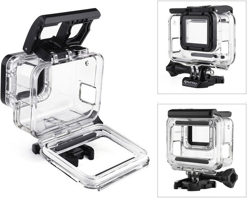Side Open Skeleton Housing Case for GoPro Hero 5/6/7 Black Action Camera - Protective Lens Removal NOT Needed - Transparent Clear...