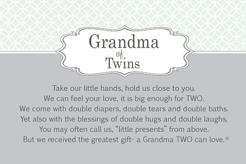 The Grandparent Gift Co. Grandma of Twins Poem White Double Hinged 4 x 6 Photo Frame with Ribbon...