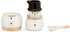 Demdaco Friendly White Snowman 6.5 x 3 Stoneware Stacking Cream and Sugar Container Canister Set...