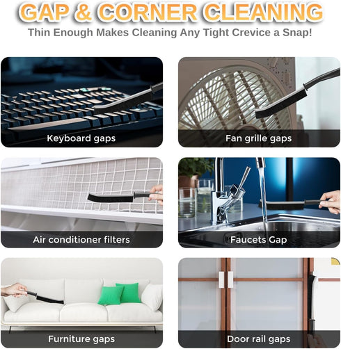 Hard Bristle Crevice Cleaning Brush - 6+1Pcs Multifunctional Gap Cleaning Brush to Clean Narrow Spaces, Corner Cleaning Brush for Bathroom Kitchen...