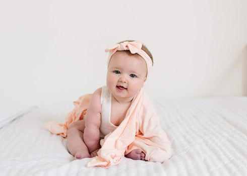 Copper Pearl Baby Bows: Stylish Headbands for Baby Girls, Premium Soft and Stretchy Baby Headbands, Perfect for Newborns, Trendy Designs - Blush...