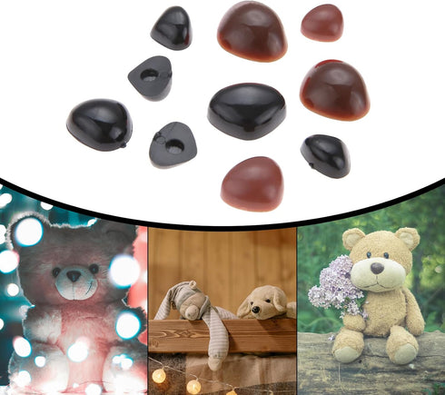 Yetaha 150PCS Plastic Toy Nose, 5 Sizes Craft Triangle Nose for Stuffed Animals Bear Dog Puppet DIY Dolls Making Supplies, Black&Brown...