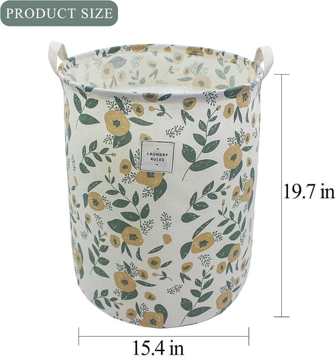 Mziart Collapsible Laundry Basket, Floral Printing Large Laundry Hamper for Baby Girls Kids Toys Clothes Organizer Foldable Storage Bin Waterproof...