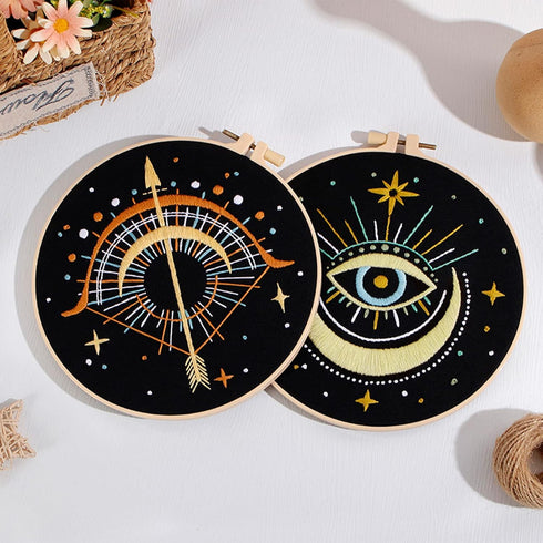 Louise Maelys 3 Set Tarot Moon Embroidery Kits for Beginners with Evil Eye pattern,Adults Starter Cross Stitch Kit DIY Needlepoint Kits...