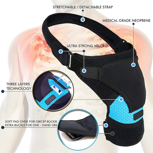 Shoulder Brace Arm Sling for Torn Rotator Cuff Support Compression and Stability Shoulder Harness Sleeve Wrap with Ice Pack Pocket - Fits Men and ...