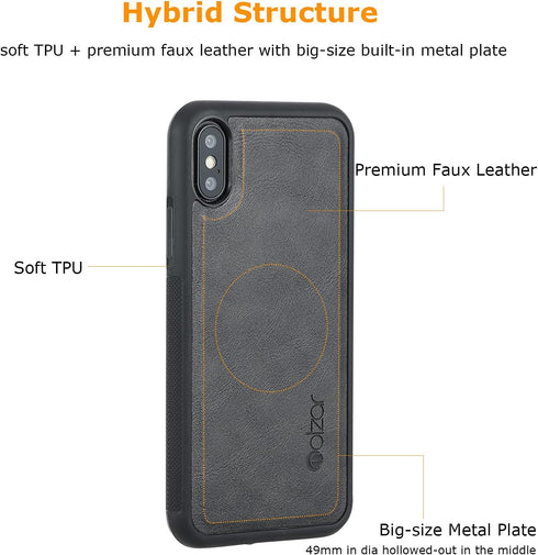 molzar GripBig Series for iPhone Xs and iPhone X Case, Built-in Metal Plate for Magnetic Mount, Works with Qi-Certified Chargers, Compatible with ...