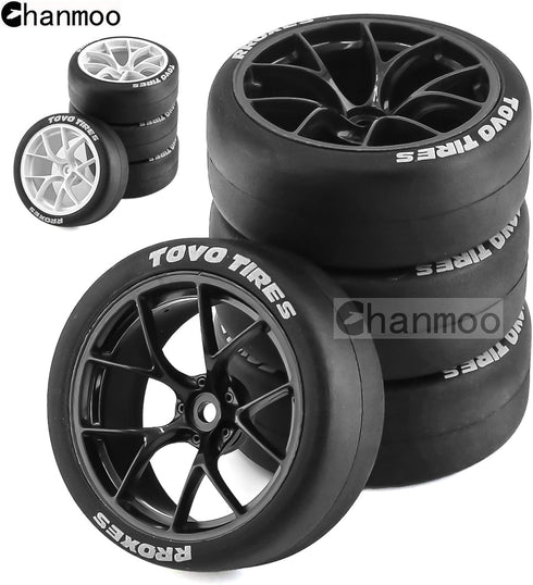 1/10 RC Rally On Road Car Tires and Hard Plastic Wheels Rims Drift Tyres 12mm Hex for 1:10 Scale RC Racing Car Tamiya Traxxas HPI KYOSHO XV02 XV01...