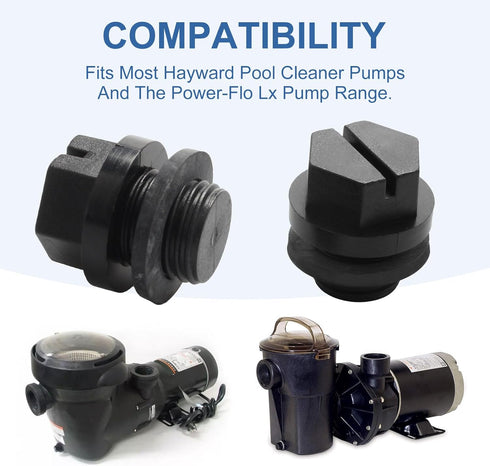 SPX1700FG Pool Pump Pipe Plug Drain Plugs with Gaskets 2-Pack Compatible with Hayward Pool Cleaner Pumps & Power-flo LX Pump Series for Swimming P...