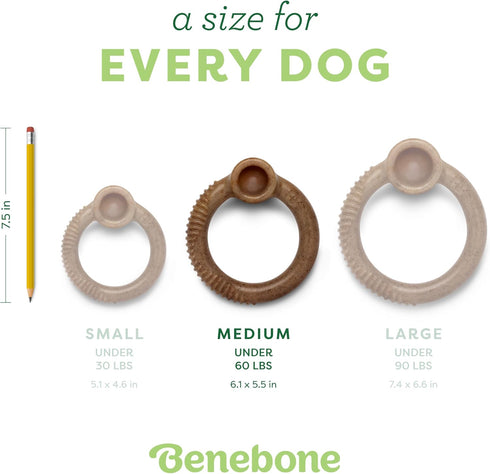 Benebone Ring Durable Dog Chew Toy for Aggressive Chewers, Real Bacon, Made in USA, Medium...