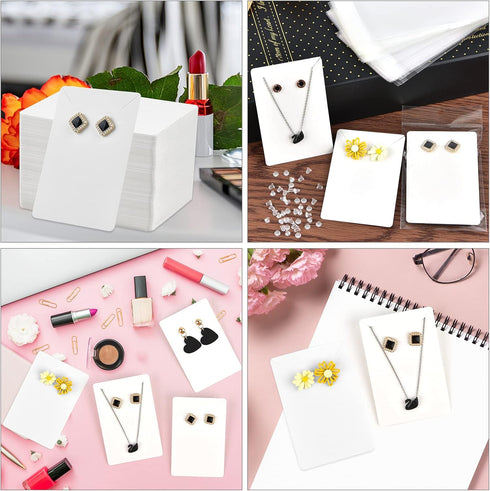 Coopay 120 Pieces Earring Necklace Display Cards Jewelry Holder Cards with 200 Earring Backs and 120 Self-Sealing Bags for Ear Pendants Necklaces ...