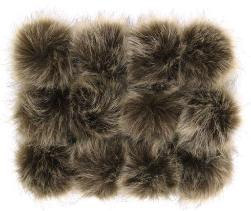 Faux Fur Pom Pom with Elastic Loop DIY 12pcs Fluffy Pompom Ball for Knitted Accessories Hat Shoes Scarves Bag Keychain Charms 3.9in (Brown)...