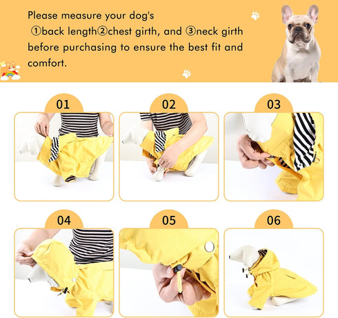 Dog Raincoat with Hood, Adjustable Pet Water Proof Lightweight Rain Jacket Poncho Puppy Rainwear for Small Medium Puppy (Yellow, XL)...