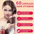 60 Pcs Hair Vitamin Oil Capsules, Rich in Macadamia Nut Oil, Avocado Oil,Moroccan Oil, Vitamin A C E Pro B5 Hair Care Essence, No Need to Rinse an...