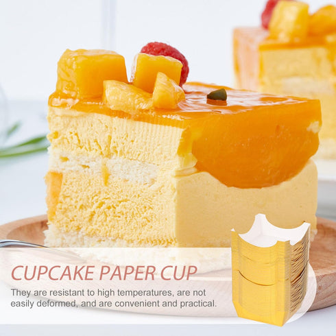 BESTonZON 100pcs Paper Baking Cups Mousse Cake Paper Cups Square Cake Cups Disposable Cake Cups Party Cupcake Liners for Christmas Party Wedding F...