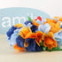 Hawaiian Luau Flower Leis Jumbo Necklace Bracelets Headband Set Mahalo Floral Leis (Blue and Orange)...