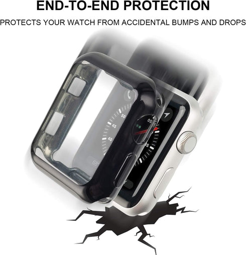 8 Pack 44mm Watch Case with Built-in HD Clear Ultra-Thin TPU Screen Protector Cover Compatible with Apple Watch Series 4/5/6/SE (Clear+Black+Gold+...
