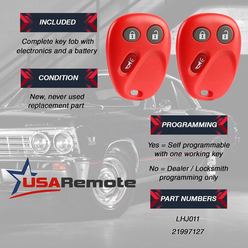 Key Fob Keyless Entry Remote fits Chevy Tahoe Suburban Silverado Avalanche Equinox SSR/GMC Sierra Yukon/Cadillac Escalade/Hummer H2 / Pontiac Torr...