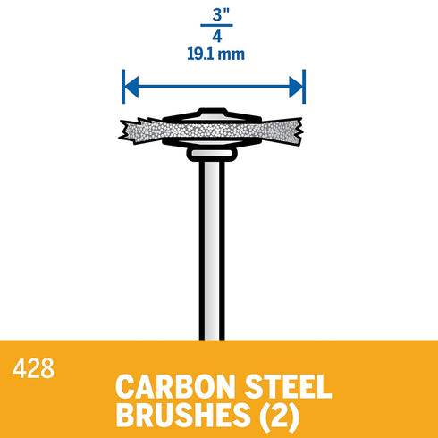Dremel 428-02 Carbon Steel Brushes (2 Pack), 3/4" Diameter...