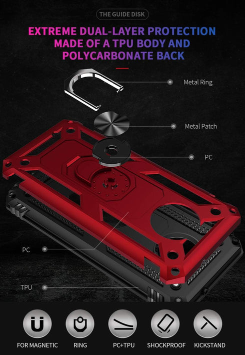 Military Grade Drop Impact for Motorola Moto G6 Case 360 Metal Rotating Ring Kickstand Holder Magnetic Car Mount Armor Heavy Duty Protection Shock...