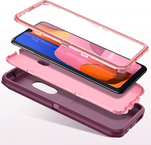 for Samsung Galaxy A30/A20 Case - 3 in 1 Full Body Protection, Purple/Pink...