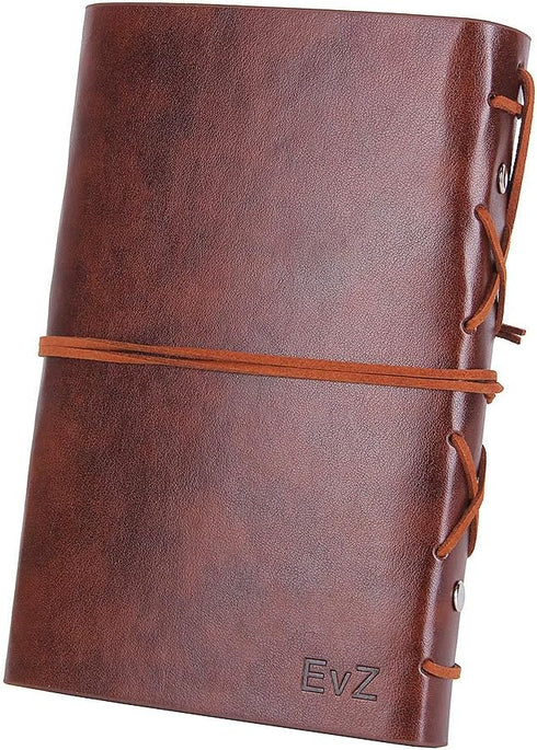 EvZ Leather Writing Journal Notebook, 7 Inches Vintage Nautical Spiral Blank String Diary Notepad Sketchbook Travel to Write in, Unlined Paper, Re...