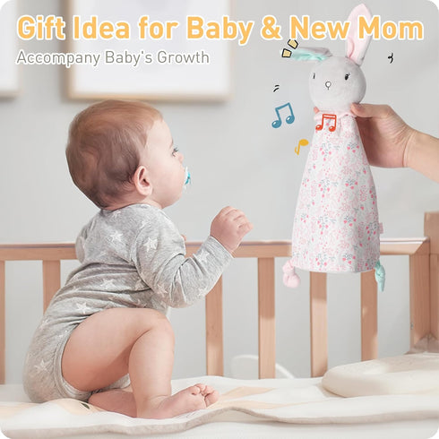 Baby Loveys Bunny Cozy Plush Sensor Security Nursery Blanket Soft Snuggle Toy Stuffed Animals Rabbit Lovies Neutral Presents for Newborns Infant B...
