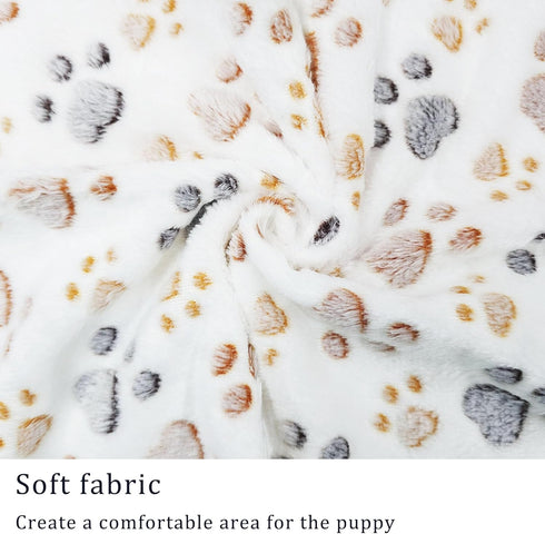 1 Pack 3 Blankets Super Soft Fluffy Premium Fleece Pet Blanket Flannel Paw Printed Throw for Dog Puppy Cat (Small 23x16'', Brown, Pink, White)...