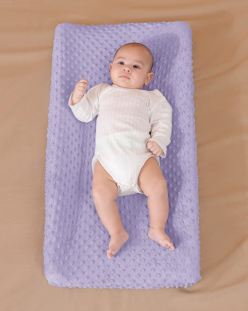 Solid Changing Table Pad Cover Cradle Sheet, Fits 32"/34''x16" Contoured Diaper Changing Pad, Ultra Soft Cozy Minky Dots Plush Changing Table Cove...