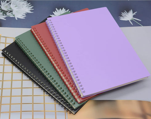 Yansanido Spiral Notebook, 4 Pcs 10 Inch x 7.4 Inch B5 Thick Plastic Hardcover 7mm College Ruled 4 Color 80 Sheets -160 Pages Journals for Study, ...