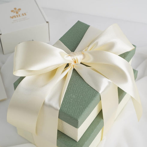 MEEDEE Ivory Satin Ribbon 2 Inch Ivory Ribbon Lux Satin Double Faced Ribbon by 25 Yards Ivory Silk Ribbon Beige Satin Ribbon for Gift Wrapping, Sa...