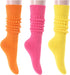 sockfun Women's Socks, Slouch Scrunch Stacked Socks, 80s 90s Socks, Pink Orange Long High Boot Socks 3 Pack...