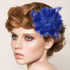 Blue Ladies Feather Flower Hair Clip Elegant Hat Flower Mesh Ribbons Brooch Pin Hair Accessory Fascinator Headwear Floral Corsage for Women and Gi...