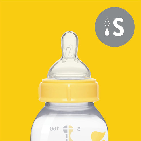 Medela Slow Flow Feeding & Storage Bottles, 3 Pack of 5 Ounce Bottle with Nipple, Lids, Wide Base Collars, and Travel Caps, Made Without BPA...
