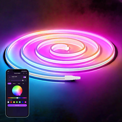 Led Neon Rope Lights DIY RGB Neon Strip Lights,Control with App,Flexible Led Rope Lights,Multiple Modes,IP65 Outdoor Waterproof,Music Sync Gaming ...