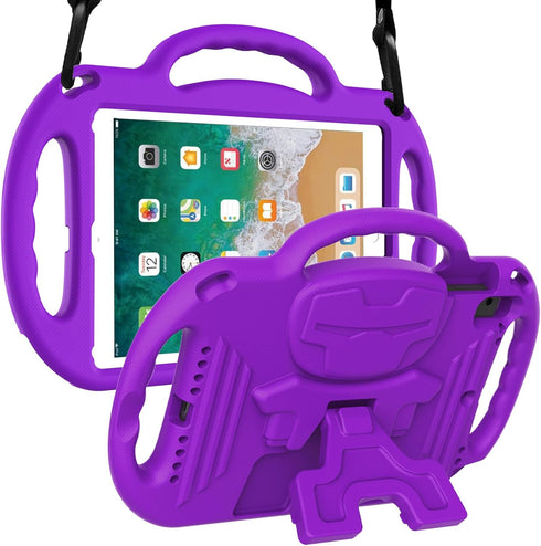 LTROP Kids Case for iPad 5th/6th Generation (2017/2018) & Air 2, Shoulder Strap Handle Stand Shockproof Bumper Cute Kid Case for iPad 9.7 Inch, Pu...