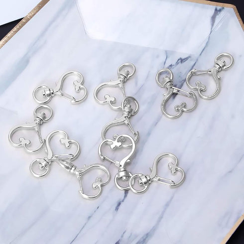 150Pcs Heart-Shaped Swivel Snap Hook Set,Metal Spring Snap Keychain Clip Keychain Hook Lobster Clasp Split Key Rings with Chain&Jump Rings Bulk fo...