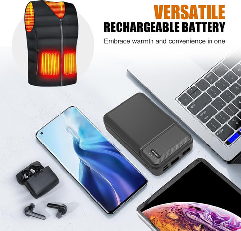 5V/2A Heated Vest Heated Jacket Battery Pack 10000mAh Power Bank for Heating Vests Jackets Coats Hoodies Battery for Electric Vest Jacket for Men ...