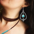 Hicarer Western Jewelry Women Bohemian Turquoise Pendant Long Choker Suede Choker Necklace with Turquoise Statement Dangle Earrings...
